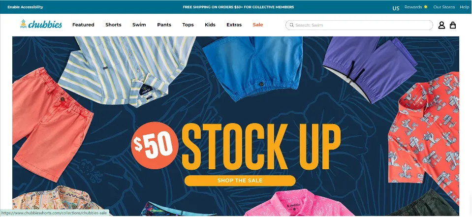 Top 20 Most Successful Shopify Dropshipping Stores:Chubbies Shorts