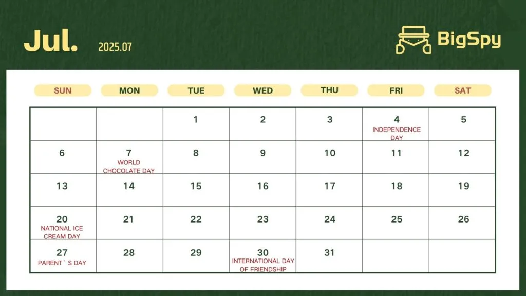 2025 eCommerce Marketing Calendar(July)
